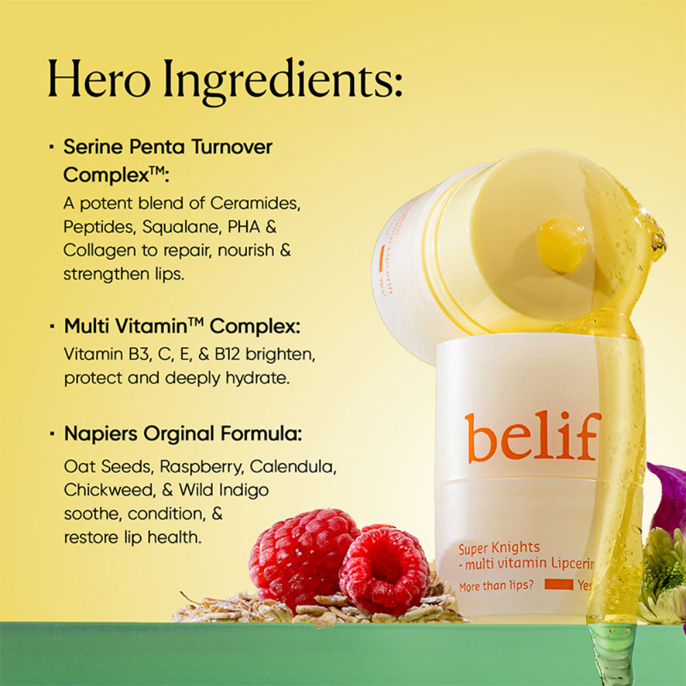 belif Superknight Multi Vitamin Lipcerin-Korean Lip Mask, Scrub & Glowy Balm with Ceramide & Peptide