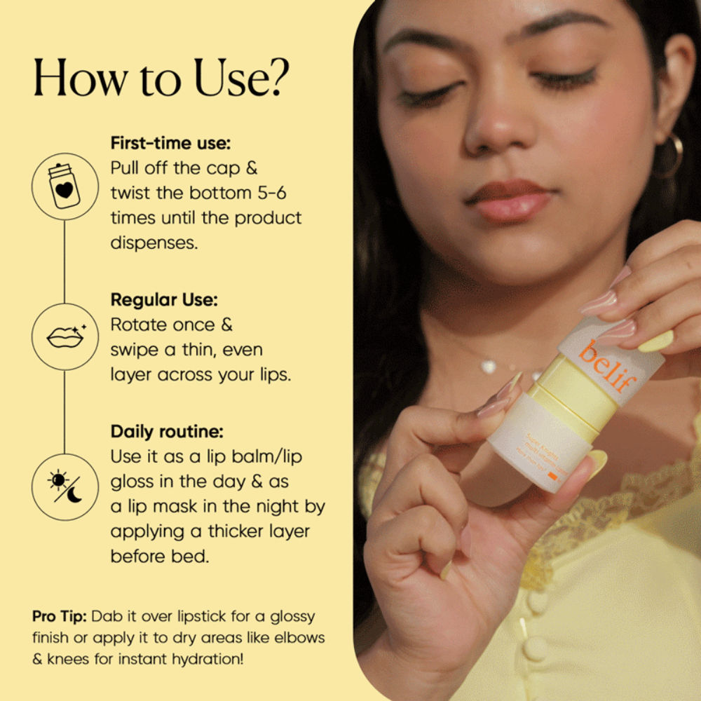 belif Superknight Multi Vitamin Lipcerin-Korean Lip Mask, Scrub & Glowy Balm with Ceramide & Peptide