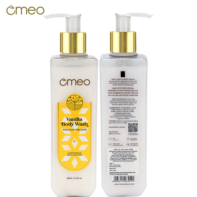 Omeo Vanilla Body Wash - Skin Friendly Ph, Gentle Cleansing, Soft Nourshing Body Wash