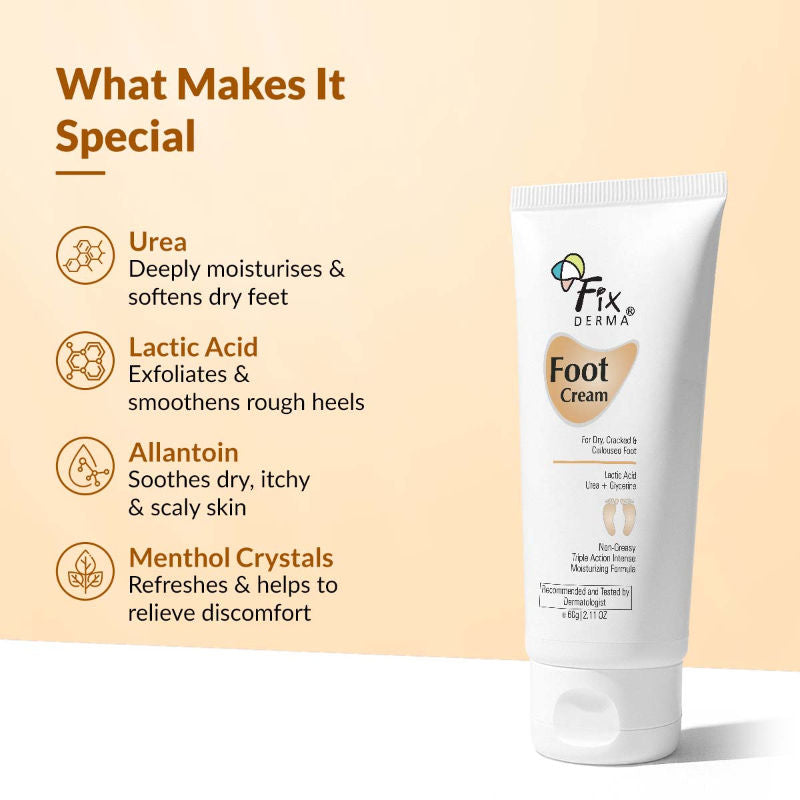 Fixderma Foot Cream For Dry, Cracker Or Calloused Foot Skin