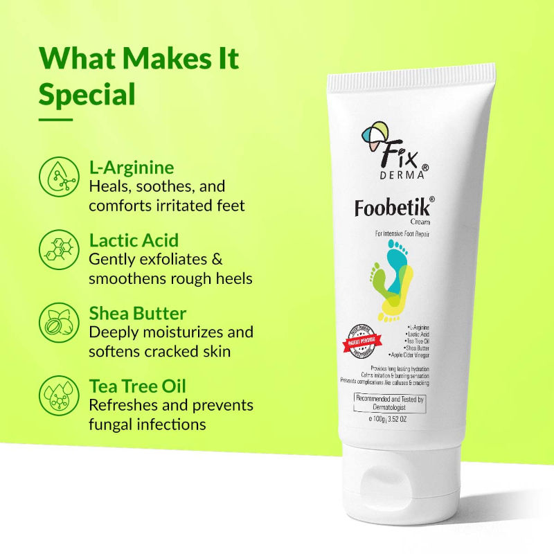 Fixderma Foobetik Foot Cream with Lactic Acid & Shea Butter for Cracked Heels & Rough Feet