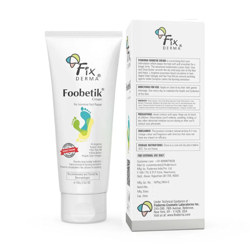 Fixderma Foobetik Foot Cream with Lactic Acid & Shea Butter for Cracked Heels & Rough Feet