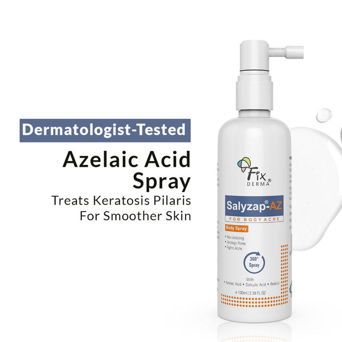 Fixderma 2% Salicylic Acid + 2% Azelaic Acid Salyzap AZ Acne Body Spray For Back & Upper Arms