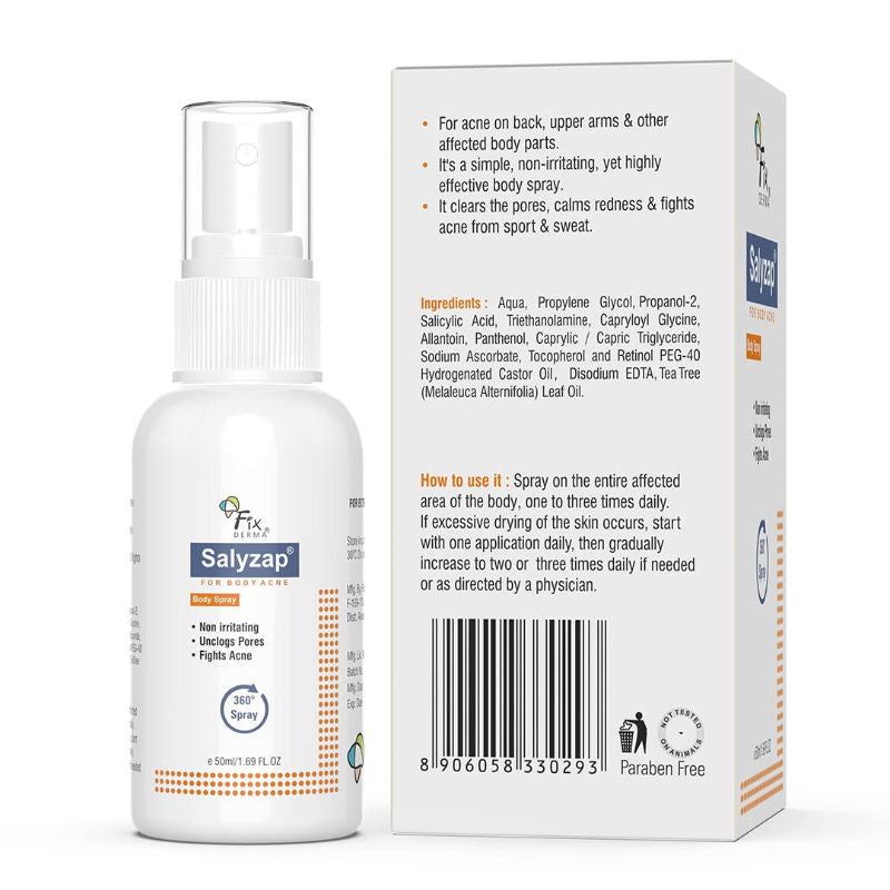 Fixderma 2% Salicylic Acid Salyzap Body Acne Spray
