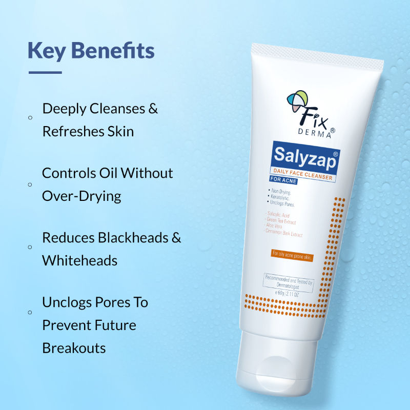 Fixderma Salyzap 2% Salicylic Acid Face Wash for Oily Skin, Sulphate Free