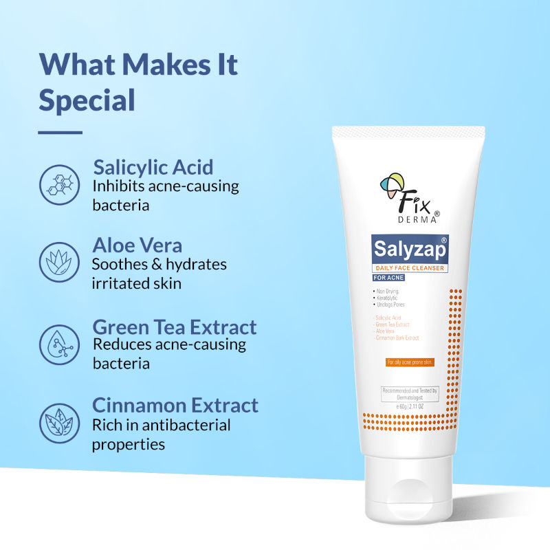 Fixderma Salyzap 2% Salicylic Acid Face Wash for Oily Skin, Sulphate Free