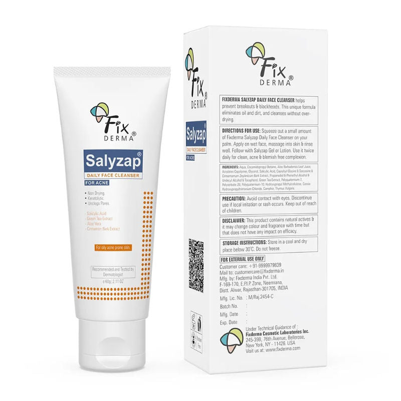 Fixderma Salyzap 2% Salicylic Acid Face Wash for Oily Skin, Sulphate Free