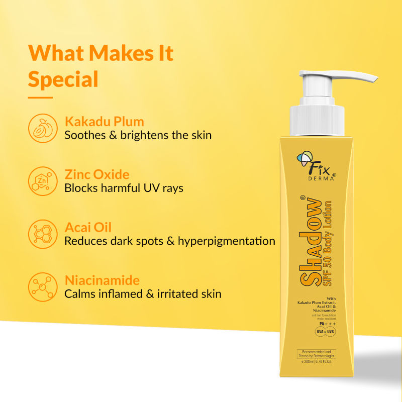 Fixderma Shadow Sunscreen Body Lotion SPF 50 PA+++ UVA & UVB Protection