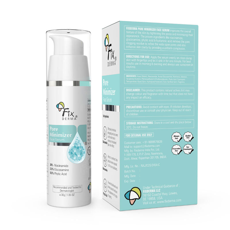 Fixderma Pore Minimizer Face Serum With 20% Niacinamide For Deep Hydration & Skin Soothing