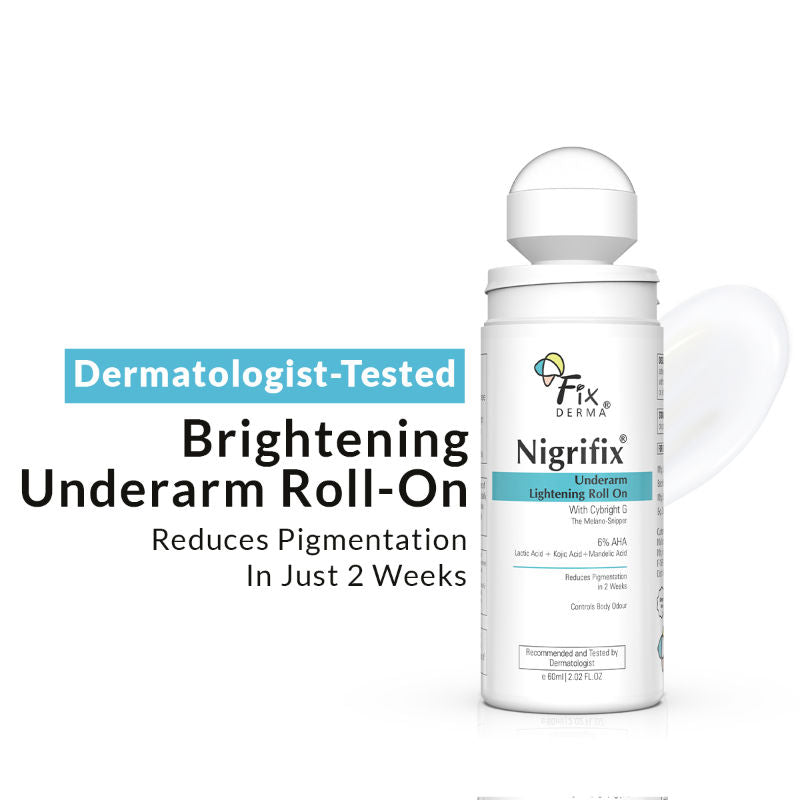 Fixderma Nigrifix 6% AHA Underarm Lightening Roll On | Lactic Acid & Kojic Acid, Reduces Pigmentation & Odour for Women & Men