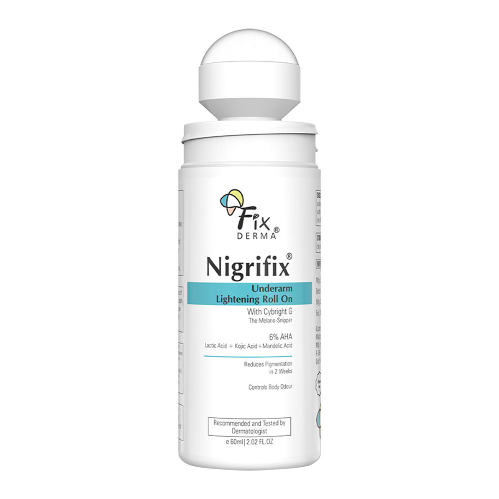 Fixderma Nigrifix 6% AHA Underarm Lightening Roll On | Lactic Acid & Kojic Acid, Reduces Pigmentation & Odour for Women & Men