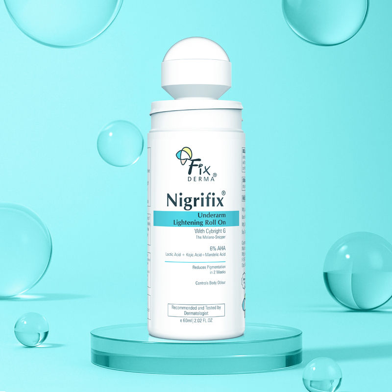 Fixderma Nigrifix 6% AHA Underarm Lightening Roll On | Lactic Acid & Kojic Acid, Reduces Pigmentation & Odour for Women & Men