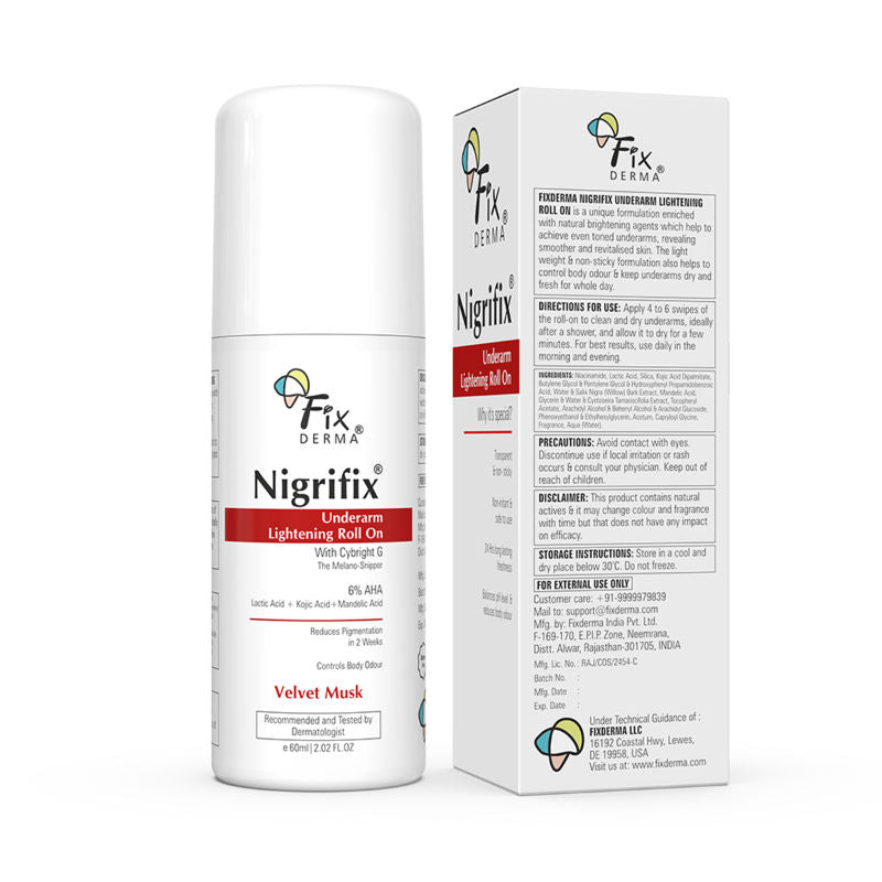 Fixderma Nigrifix 6% AHA Underarm Lightening Roll On Velvet Musk