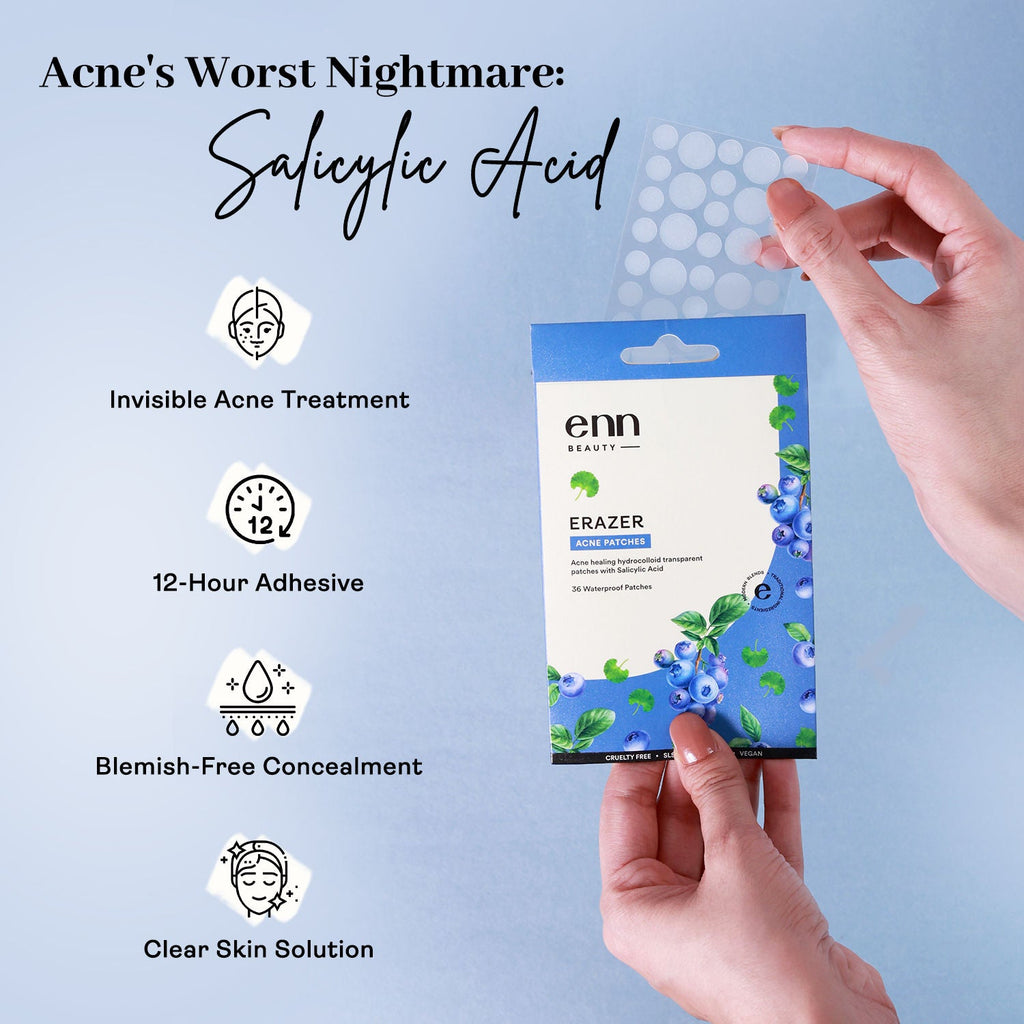 ENN Erazer Acne Patches Acne Clearing, 0.5% Salicylic Acid, Waterproof & Transparent (72 Patches)