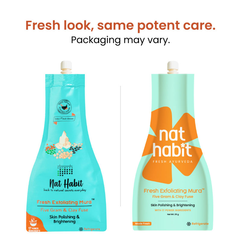 Nat Habit Five Gram & Clay Mura, Face Scrub for Skin Polishing & Brightening with Pulses & Protein