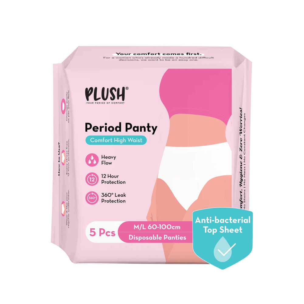 Plush 100% Leakproof High Waist Disposable Period Panty M/L 12 Hour Protection