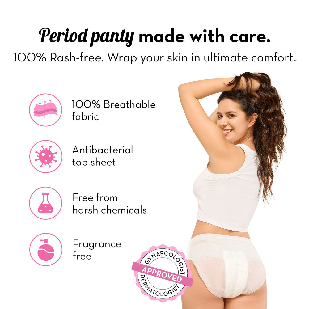 Plush 100% Leakproof High Waist Disposable Period Panty M/L 12 Hour Protection