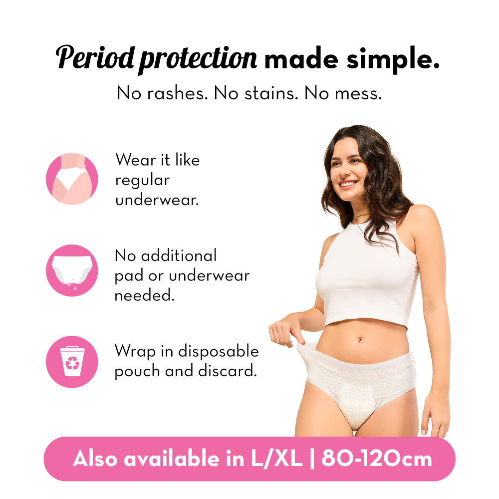 Plush 100% Leakproof High Waist Disposable Period Panty M/L 12 Hour Protection
