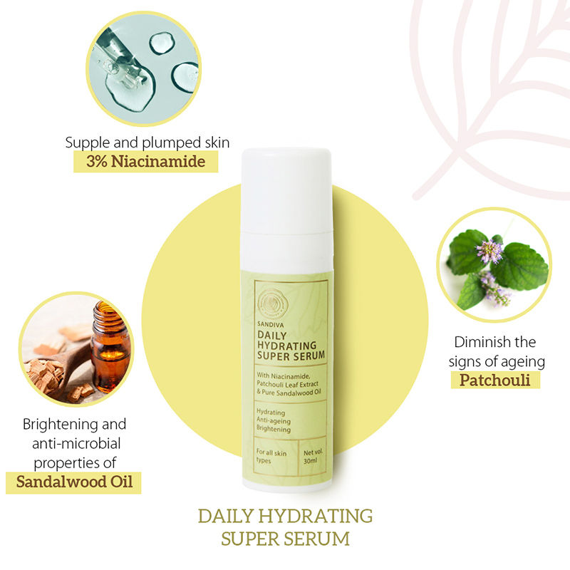 Sandiva Daily Hydrating Super Serum with Niacinamide & Patchouli - Anti-ageing & Hydrating