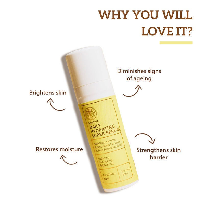 Sandiva Daily Hydrating Super Serum with Niacinamide & Patchouli - Anti-ageing & Hydrating