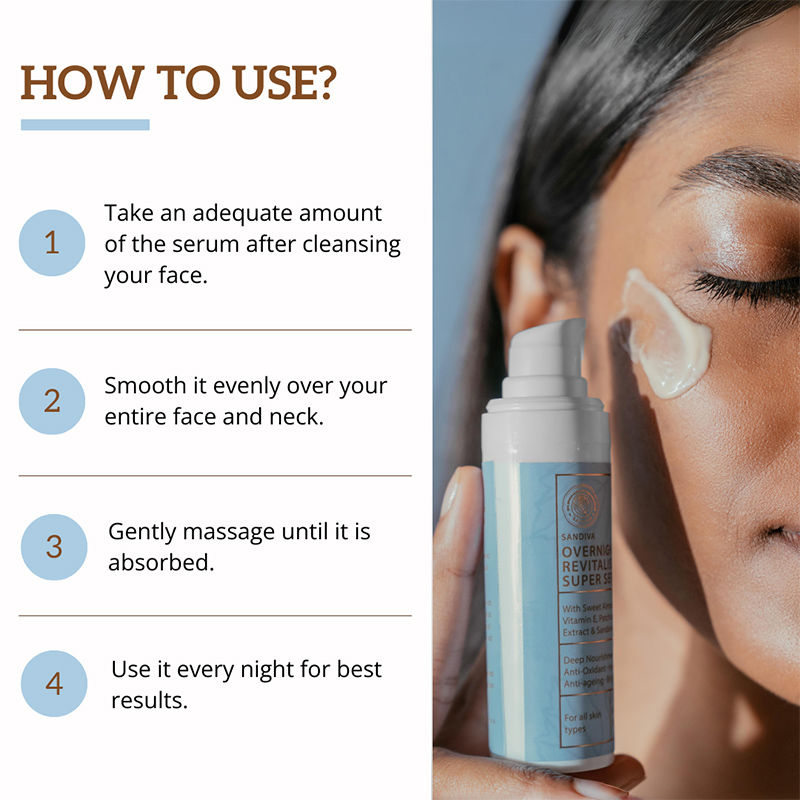 Sandiva Overnight Revitalising Super Serum with Vitamin E & Patchouli - Anti-ageing & Brightening