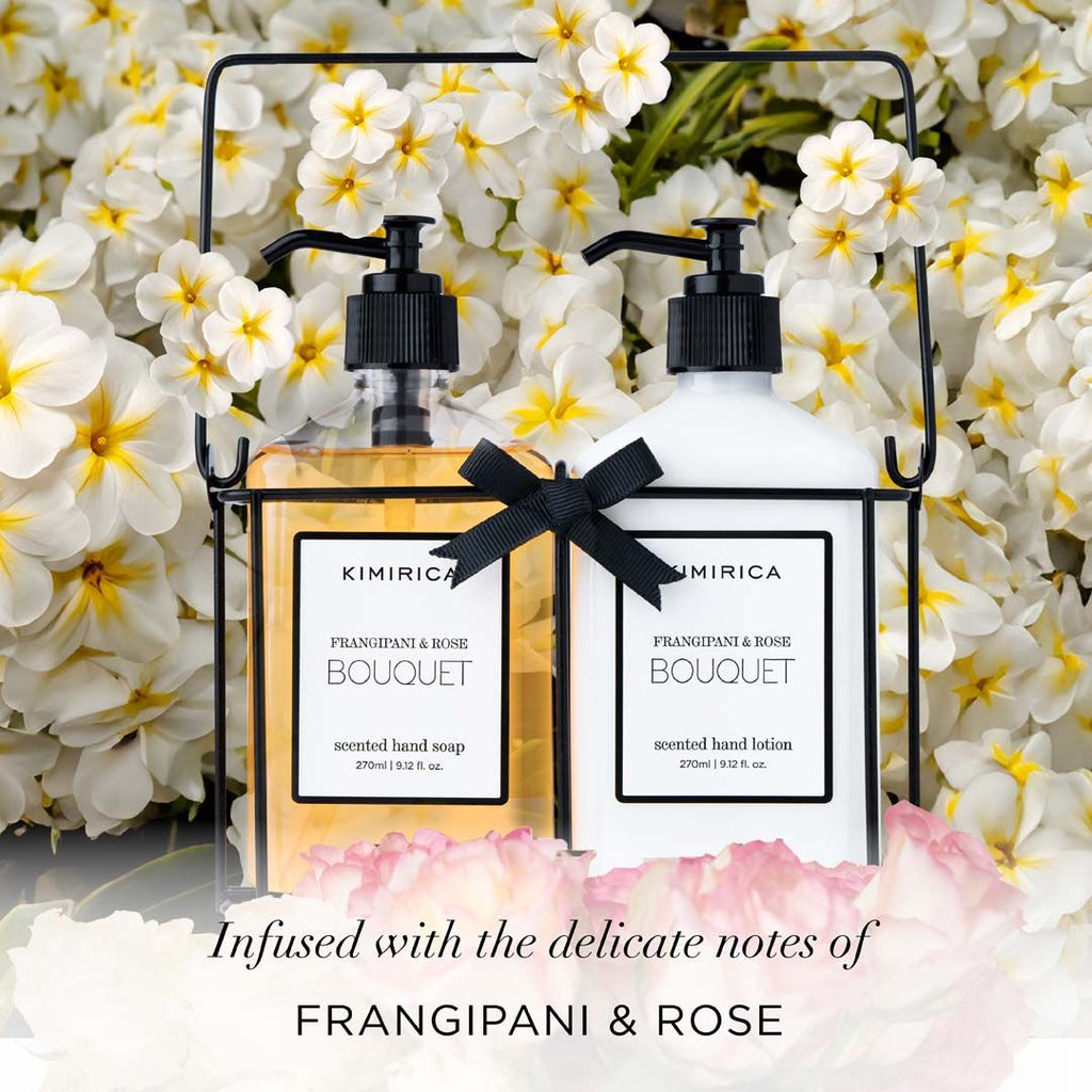 Kimirica Bouquet Hand Care Duo Caddy Set - Premium Hand Wash & Lotion in a Chic Decorative Caddy