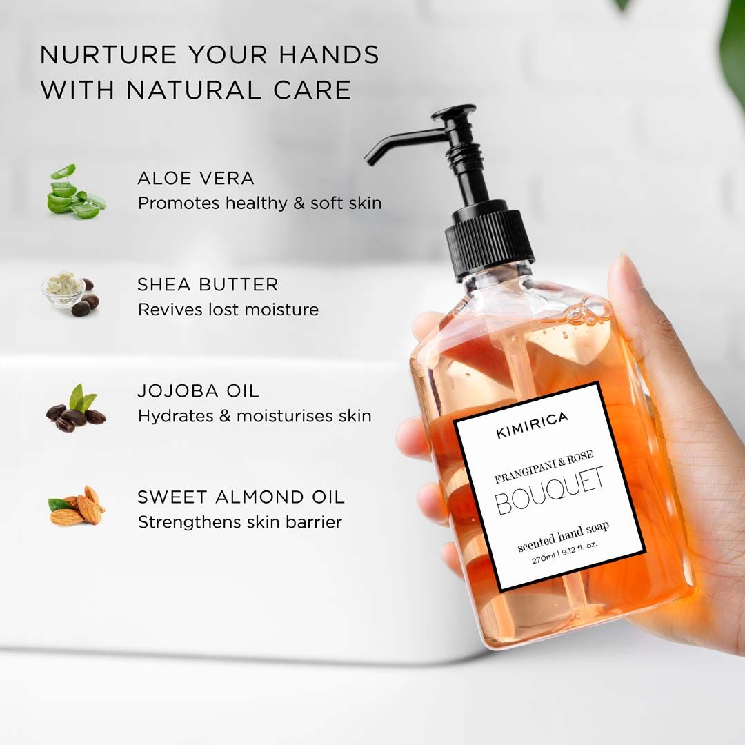 Kimirica Bouquet Hand Care Duo Caddy Set - Premium Hand Wash & Lotion in a Chic Decorative Caddy