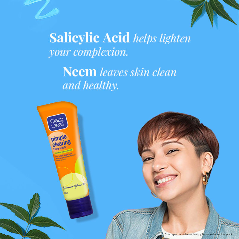 Clean & Clear Pimple Clearing Face Wash with Neem & Salicylic Acid for Oily and Acne-Prone Skin