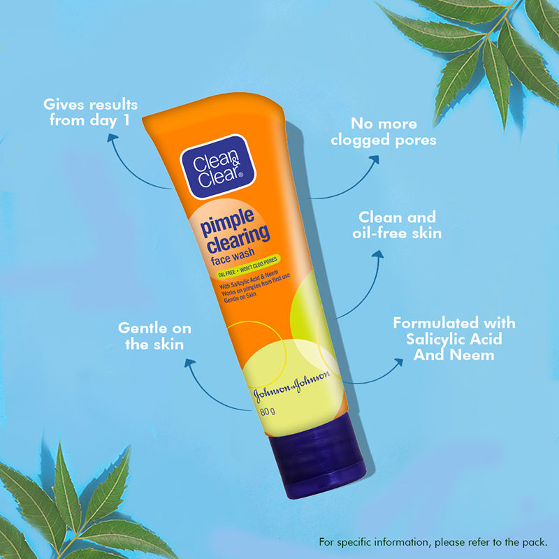 Clean & Clear Pimple Clearing Face Wash with Neem & Salicylic Acid for Oily and Acne-Prone Skin