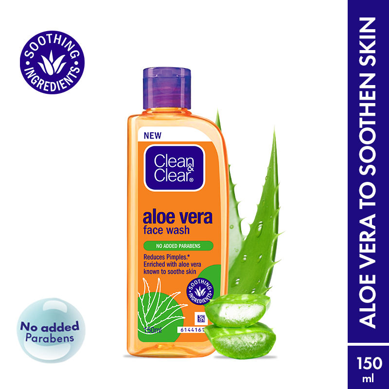 Clean & Clear Aloe Vera Face Wash - Gentle Hydrating Cleanser for Oily Skin & Reduces Acne In 7 Days