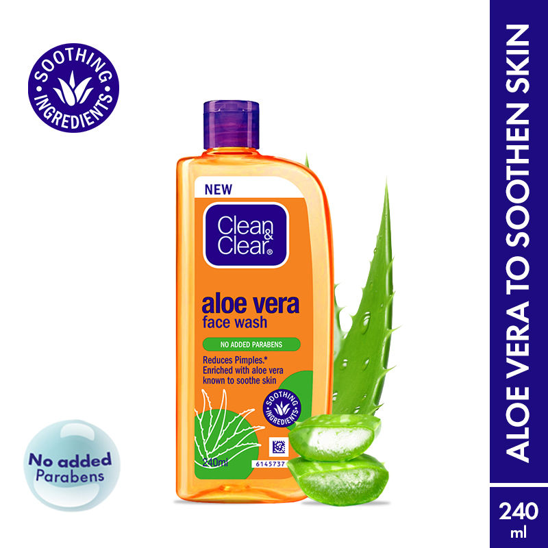 Clean & Clear Aloe Vera Face Wash - Gentle Hydrating Cleanser for Oily Skin & Reduces Acne In 7 Days