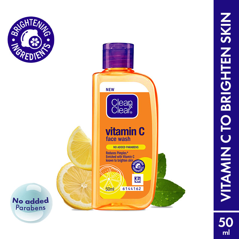 Clean & Clear Vitamin C Face Wash - Gentle Brightening & Hydrating Cleanser Reduces Acne In 7 Days