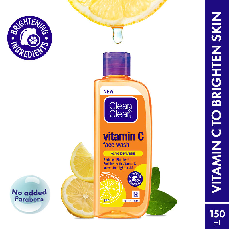 Clean & Clear Vitamin C Face Wash - Gentle Brightening & Hydrating Cleanser Reduces Acne In 7 Days