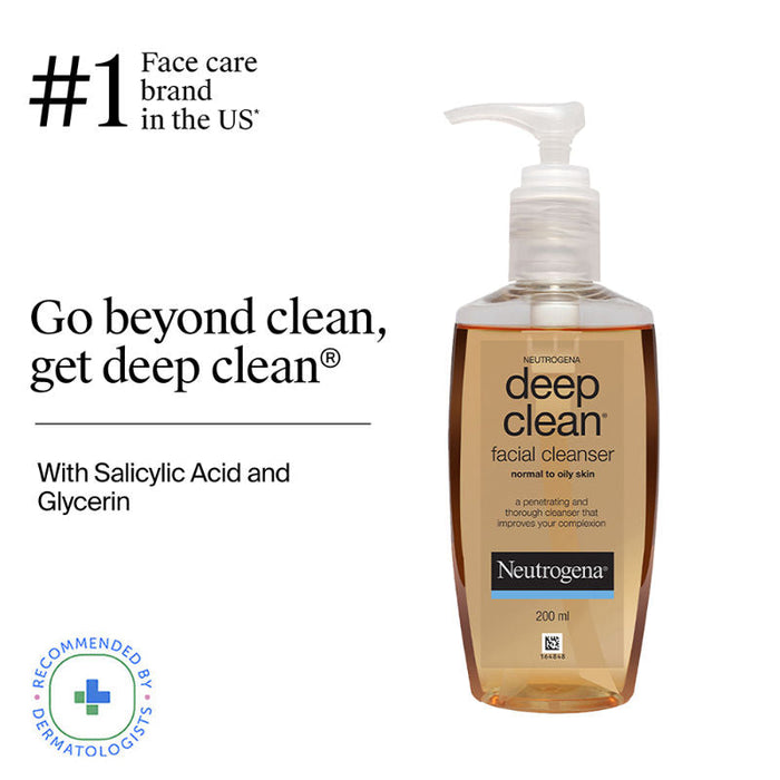 Neutrogena Deep Clean Facial Cleanser Face Wash for Normal to Oily Skin