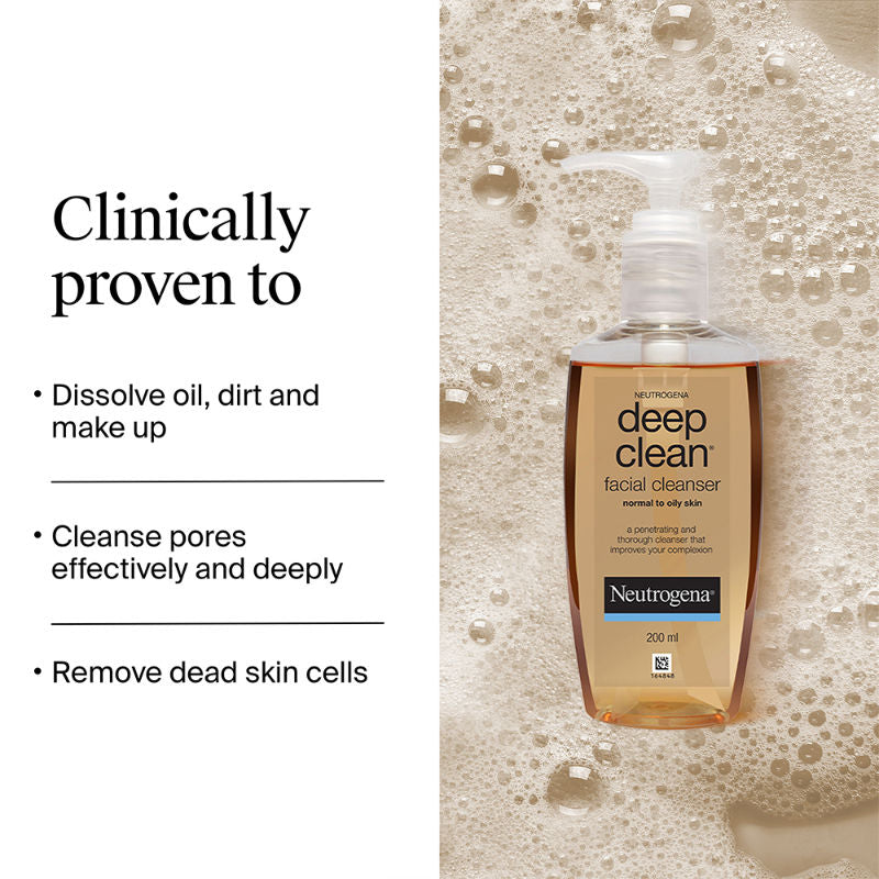 Neutrogena Deep Clean Facial Cleanser Face Wash for Normal to Oily Skin
