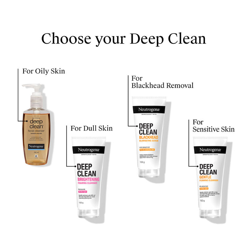 Neutrogena Deep Clean Facial Cleanser Face Wash for Normal to Oily Skin