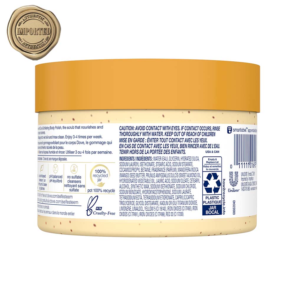 Dove Exfoliating Body Polish Scrub - Crushed Almond And Mango Butter