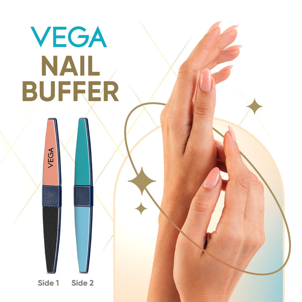 VEGA Nail Buffer for Smooth & Shiny Nails – 4-Way Buffer Block (NB-01)