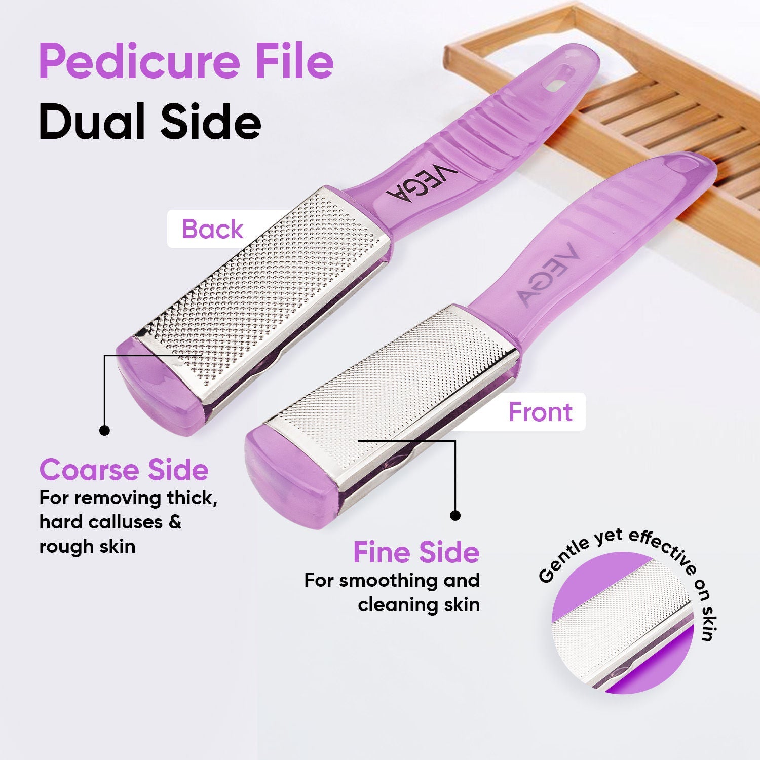 VEGA Pedicure Foot File–Dual-Sided Foot Scrubber for Remove Dead Skin, Callus (PD-03)
