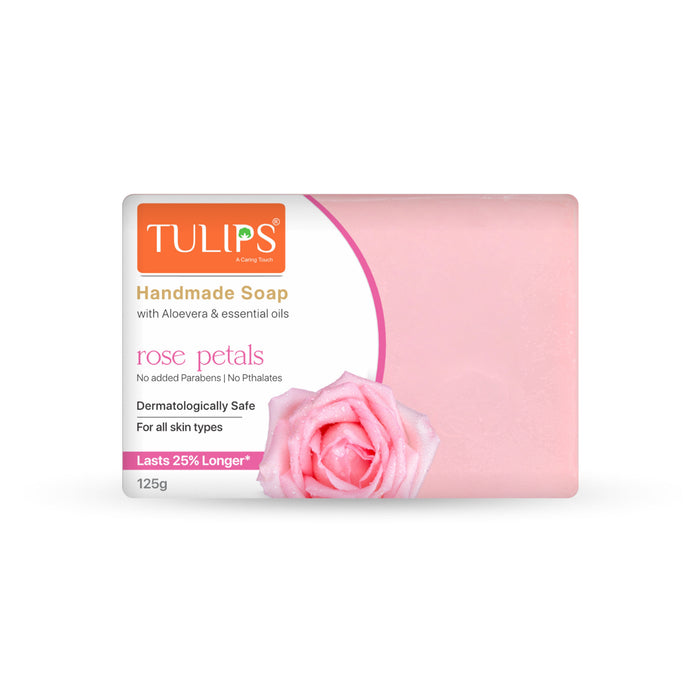 Tulips Handmade Soap With Aloevera & Essential Oils - Rose Petals