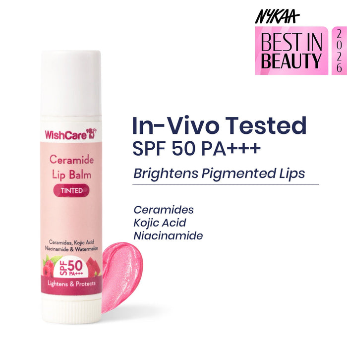 WishCare Tinted Ceramide Lip Balm for Dark Pigmented Lips with SPF50 PA+++ Heals Dry & Chapped Lips