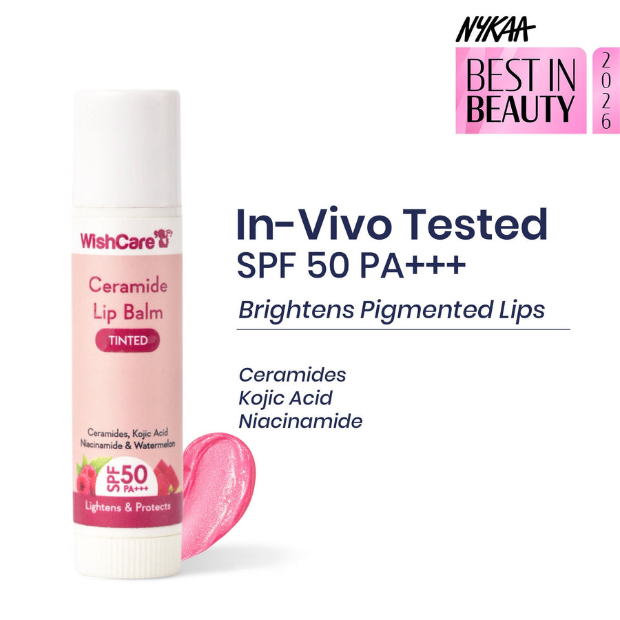 WishCare Tinted Ceramide Lip Balm for Dark Pigmented Lips with SPF50 PA+++ Heals Dry & Chapped Lips