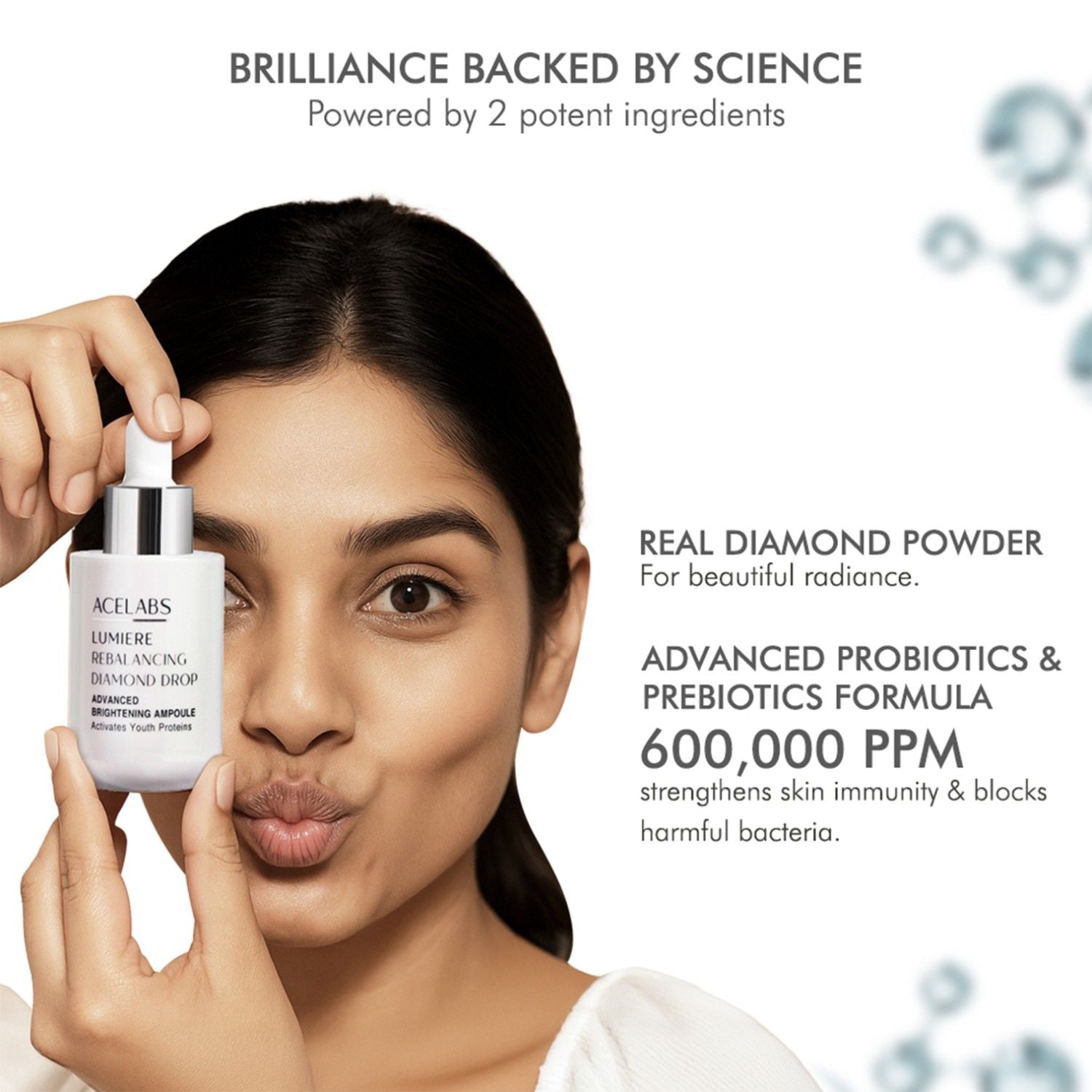ACELABS Diamond Drop Face Serum With Niacinamide Diamond Powder & HA For Brightening & Anti-Aging