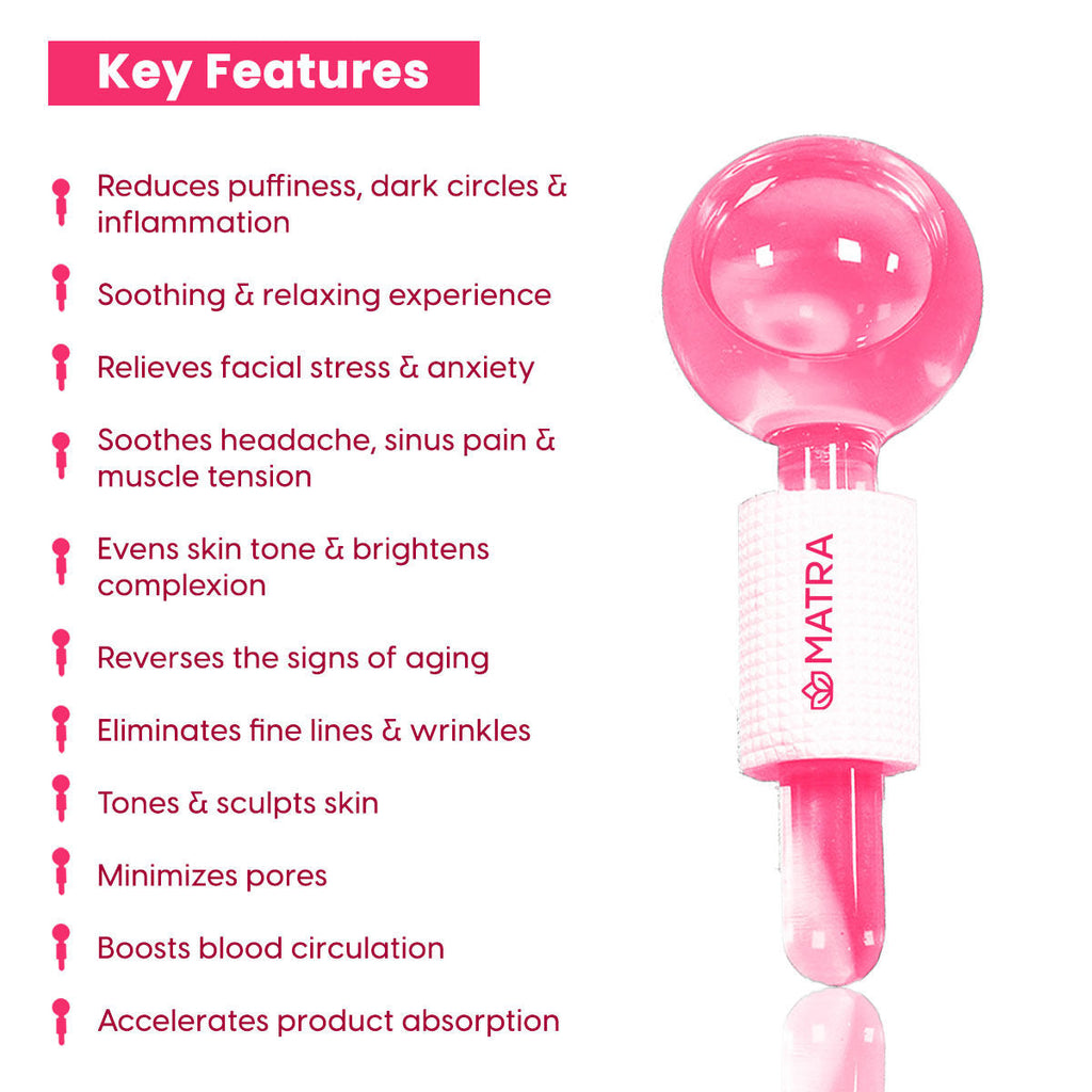 Matra Professional Facial Ice Globes Cooling Crystal Roller Massager (Pink)
