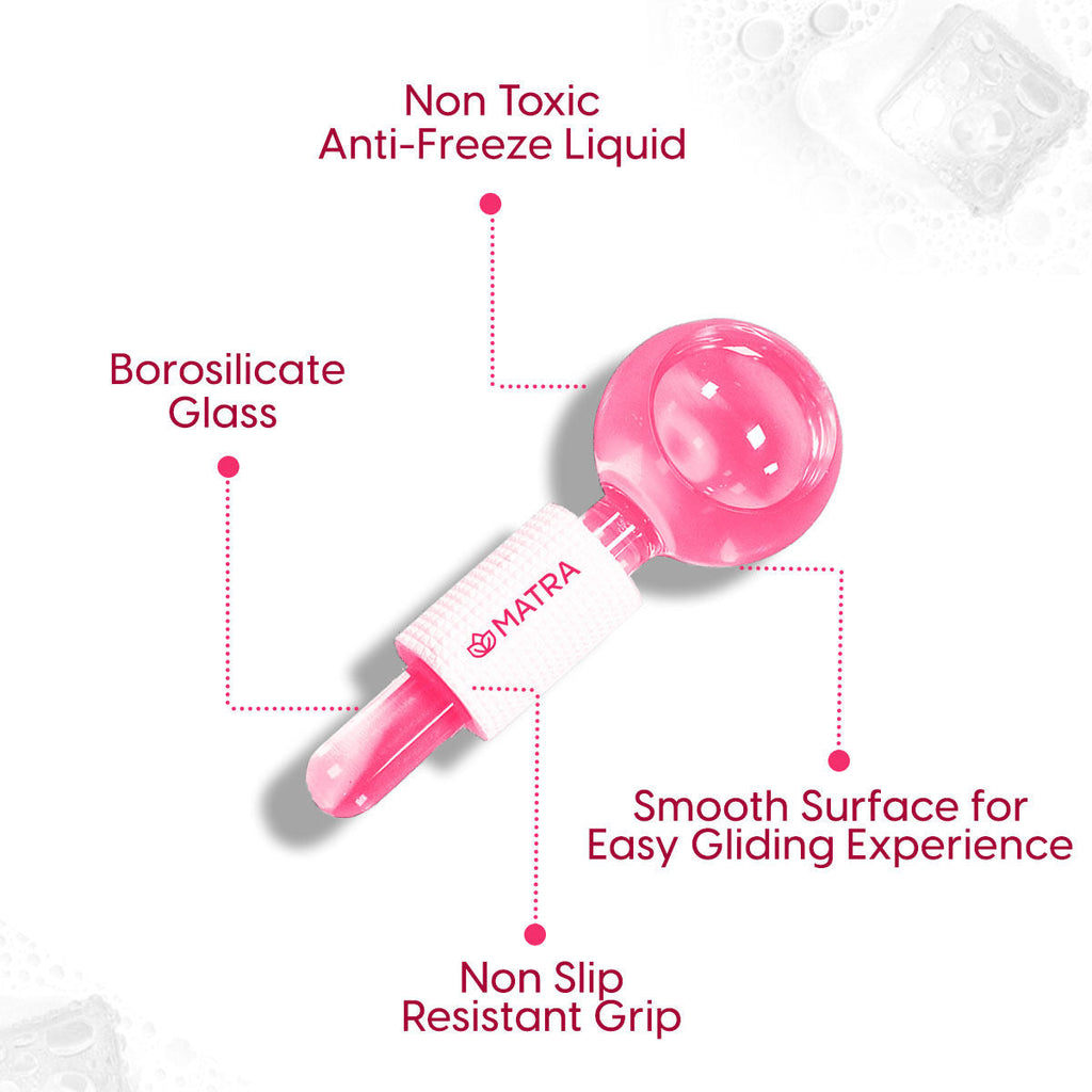 Matra Professional Facial Ice Globes Cooling Crystal Roller Massager (Pink)