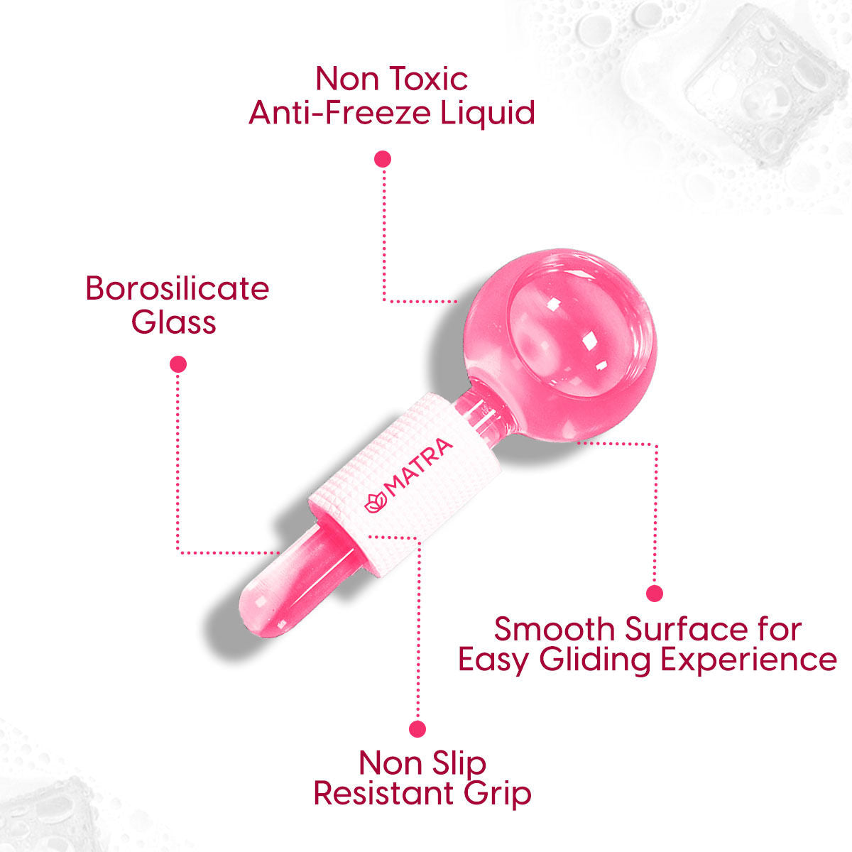 Matra Professional Facial Ice Globes Cooling Crystal Roller Massager (Pink)