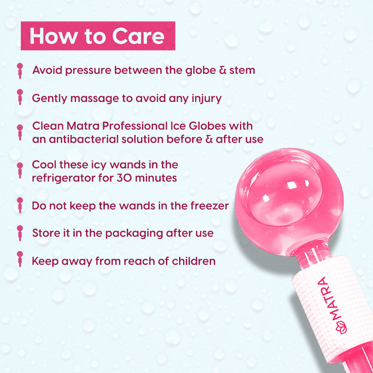 Matra Professional Facial Ice Globes Cooling Crystal Roller Massager (Pink)