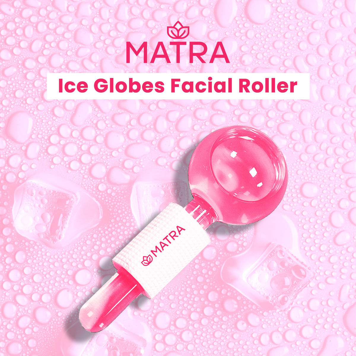 Matra Professional Facial Ice Globes Cooling Crystal Roller Massager (Pink)