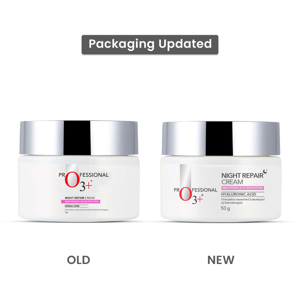 O3+ Night Repair Cream - Moisturiser For Brightening & Glow Boosting | Fades Finelines & Wrinkles