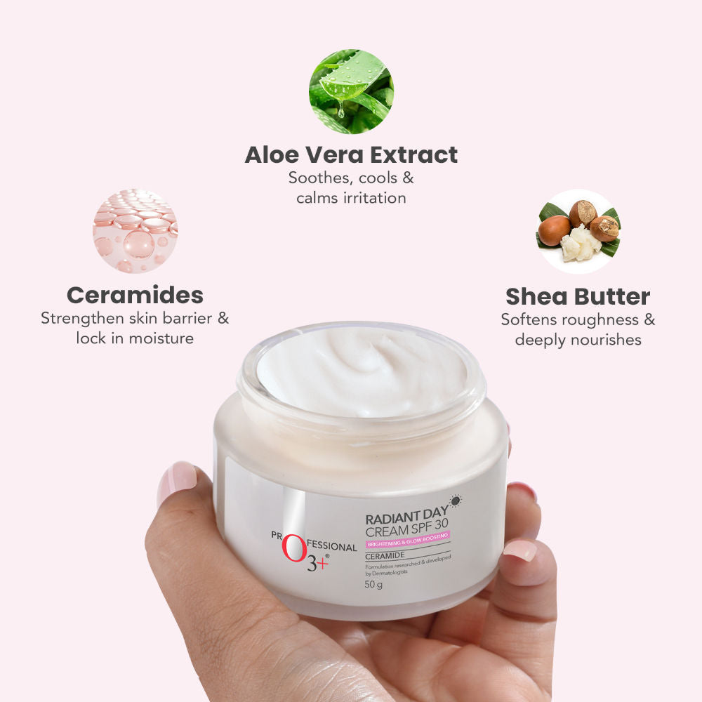 O3+ Radiant Day Cream Moisturiser SPF30 for Brightening & Glowing Skin | All Skin Types